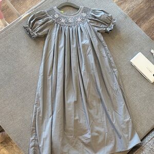 Gray Embroidered Kids Casual Dress